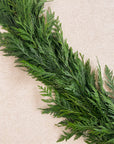 closeup of a cedar garland